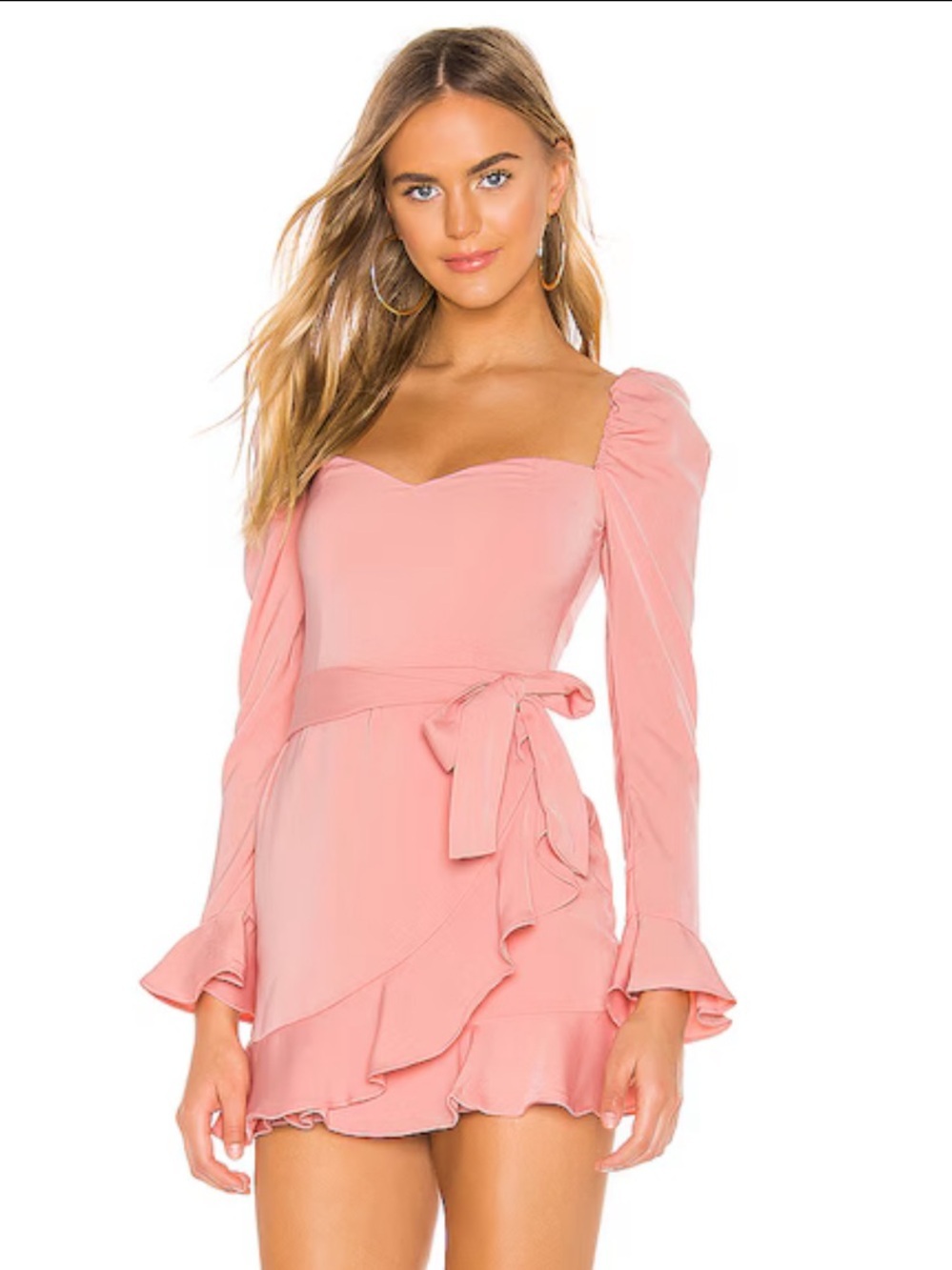 More To Come Khloe Ruffle Sleeve Mini Dress Blush pink Revolve S